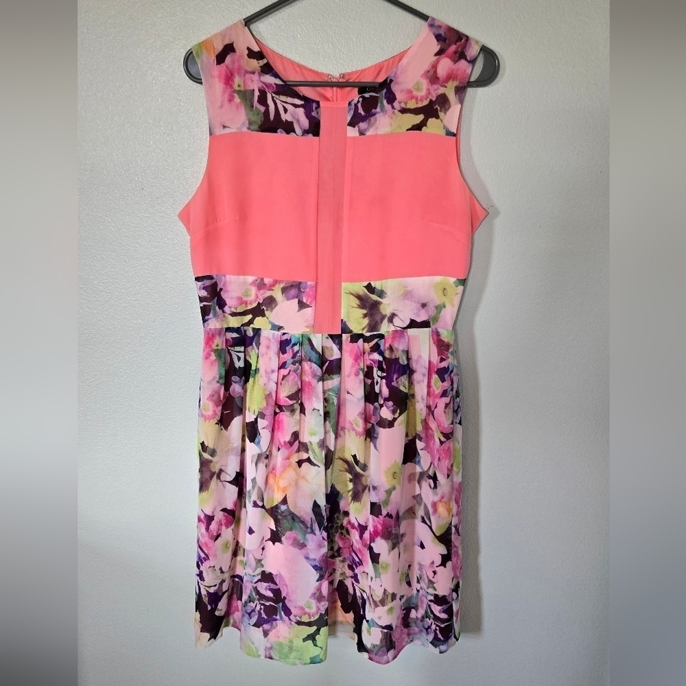 Gianni Bini | Sleeveless Dress Coral Panel Floral Print Size 8